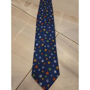 Utopia Men's Necktie Tie Silk Wine Dog Paw Prints